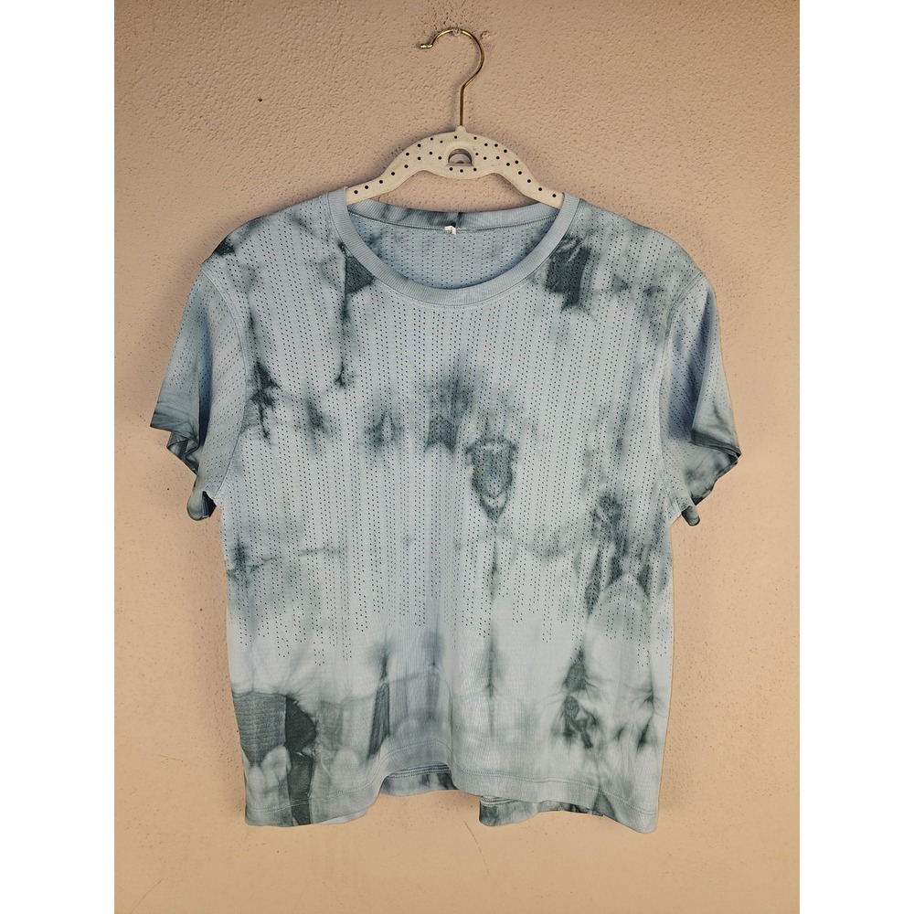 Lululemon Womens Green Tie Dye Train To Be Short Sleeve Shirt Medium